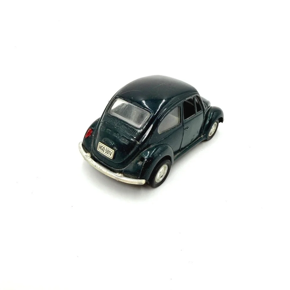Vintage Volkswagen Beetle Diecast Toy Car Dark Green HGQ 591V Pull‎ Back